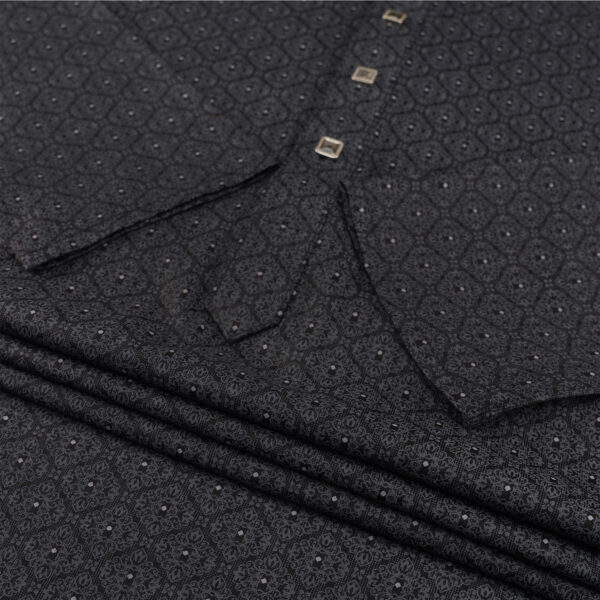 Mens Black Printed Premium Panjabi - Image 3