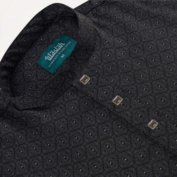 Mens Black Printed Premium Panjabi - Image 2