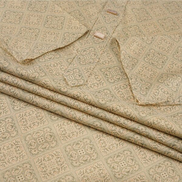 Mens Golden-Green Printed Premium Panjabi - Image 3