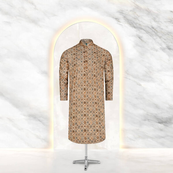 Mens Golden Printed Panjabi