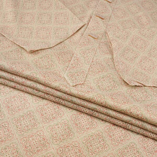 Mens Golden-Red Printed Premium Panjabi - Image 3
