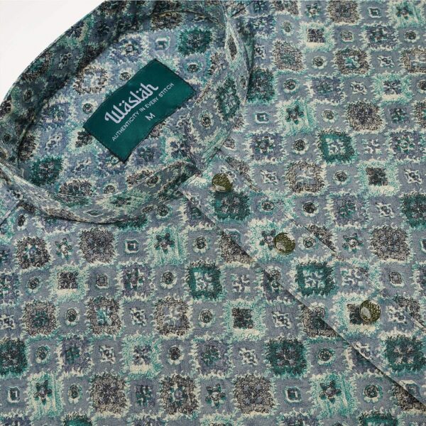 Mens Lite Green  Printed Panjabi - Image 2