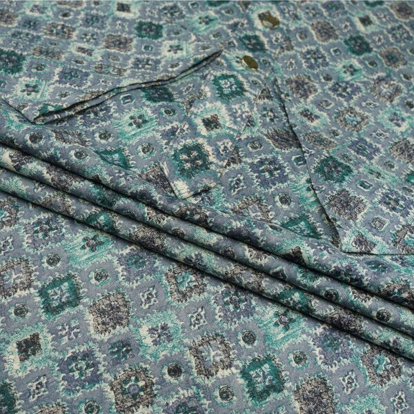 Mens Lite Green  Printed Panjabi - Image 3
