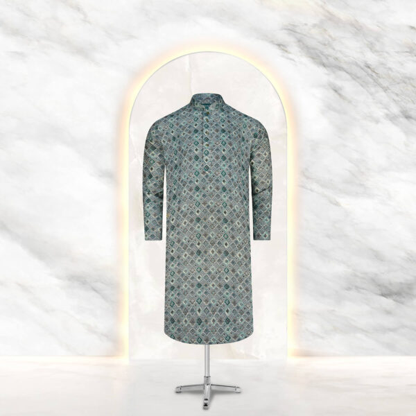 Mens Lite Green  Printed Panjabi