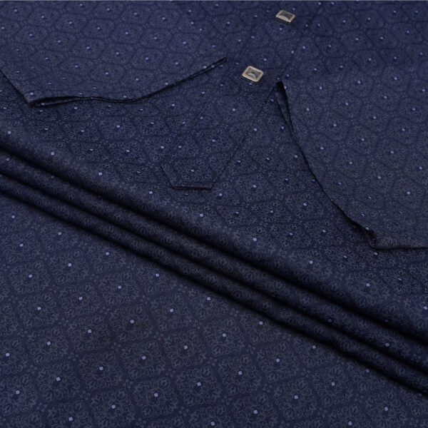 Mens Navy Blue Printed Panjabi - Image 3