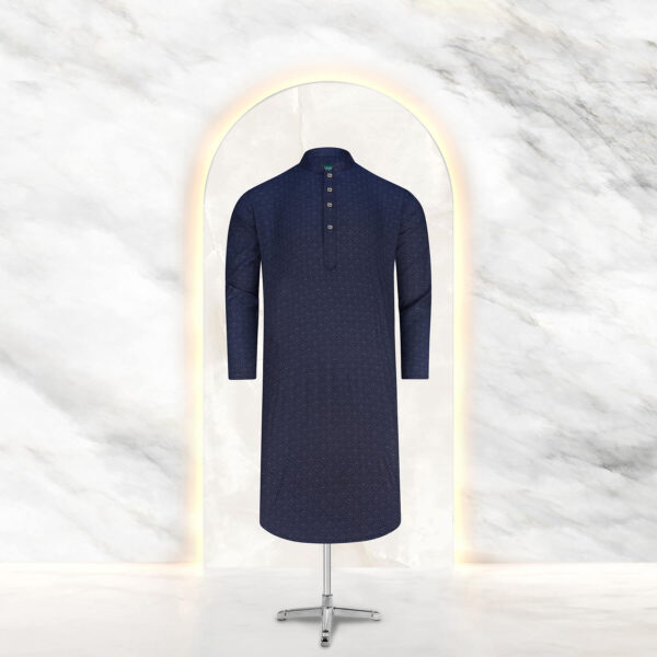 Mens Navy Blue Printed Panjabi