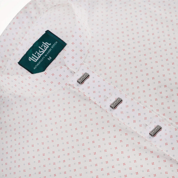 Mens White Printed Premium Panjabi - Image 2