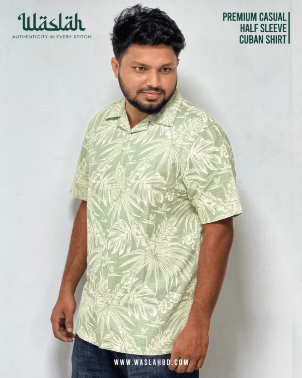 Light Green Premium Casual Half Sleeve Cuban Shirt