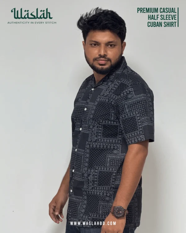 Black Premium Casual Half Sleeve Cuban Shirt